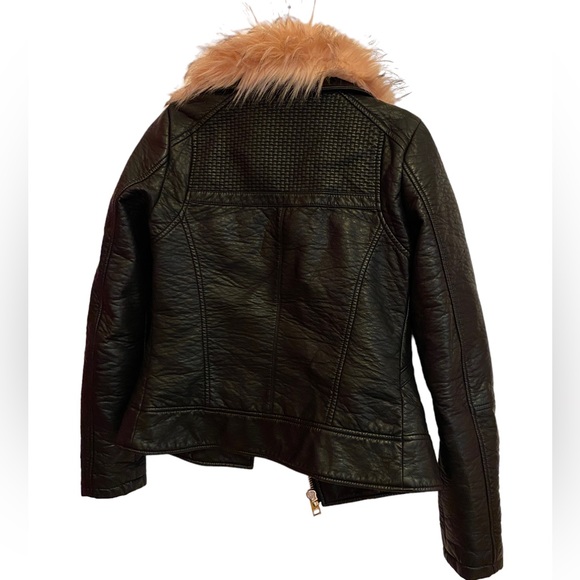 Guess Leather Jacket with Pink Fur Collar - Picture 10 of 10